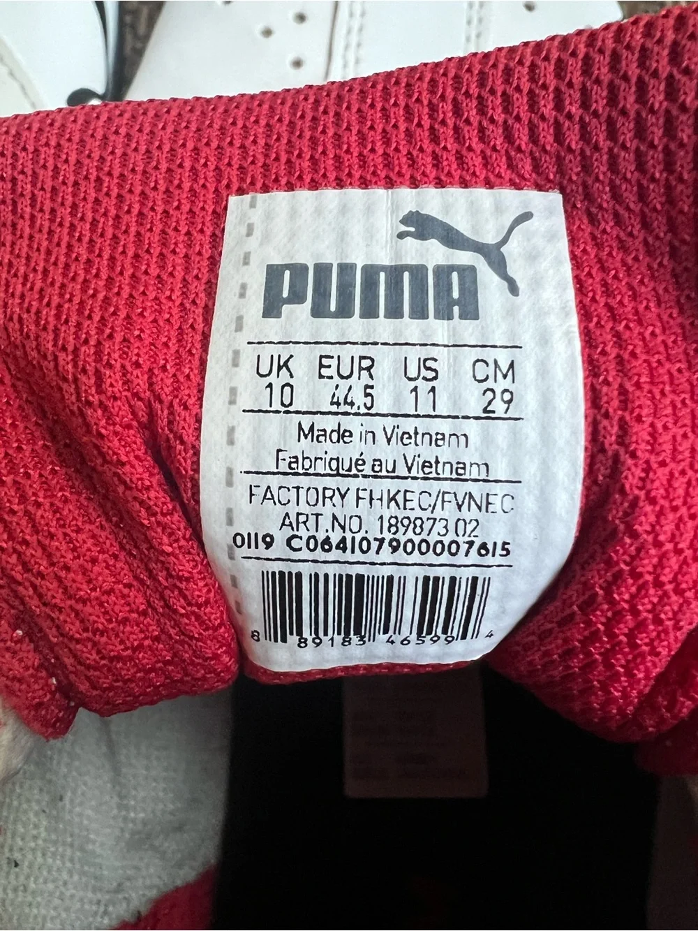 PUMA Tazon 6 FM Men’s Size 11 White Black Red Sneakers